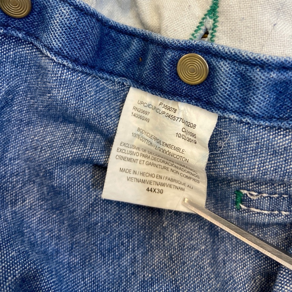 Liberty Mens Denim‎ Overalls Blue Cotton Bib Workwear 44x30 Perfectly Distressed - Picture 2 of 7